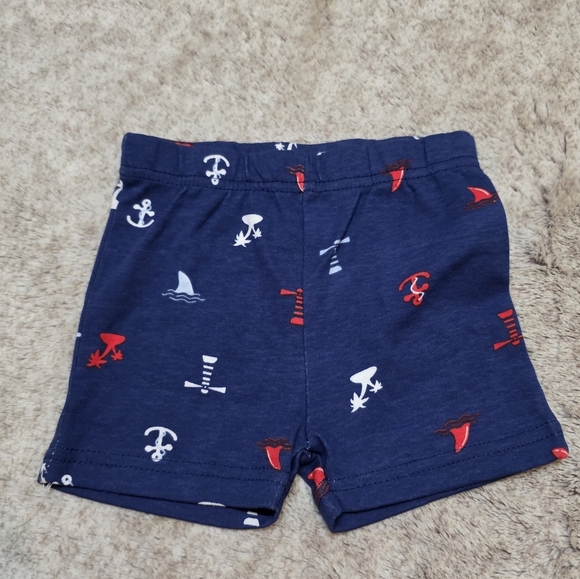 Red Onesie with Navy Nautical Shorts - Picture 3 of 5